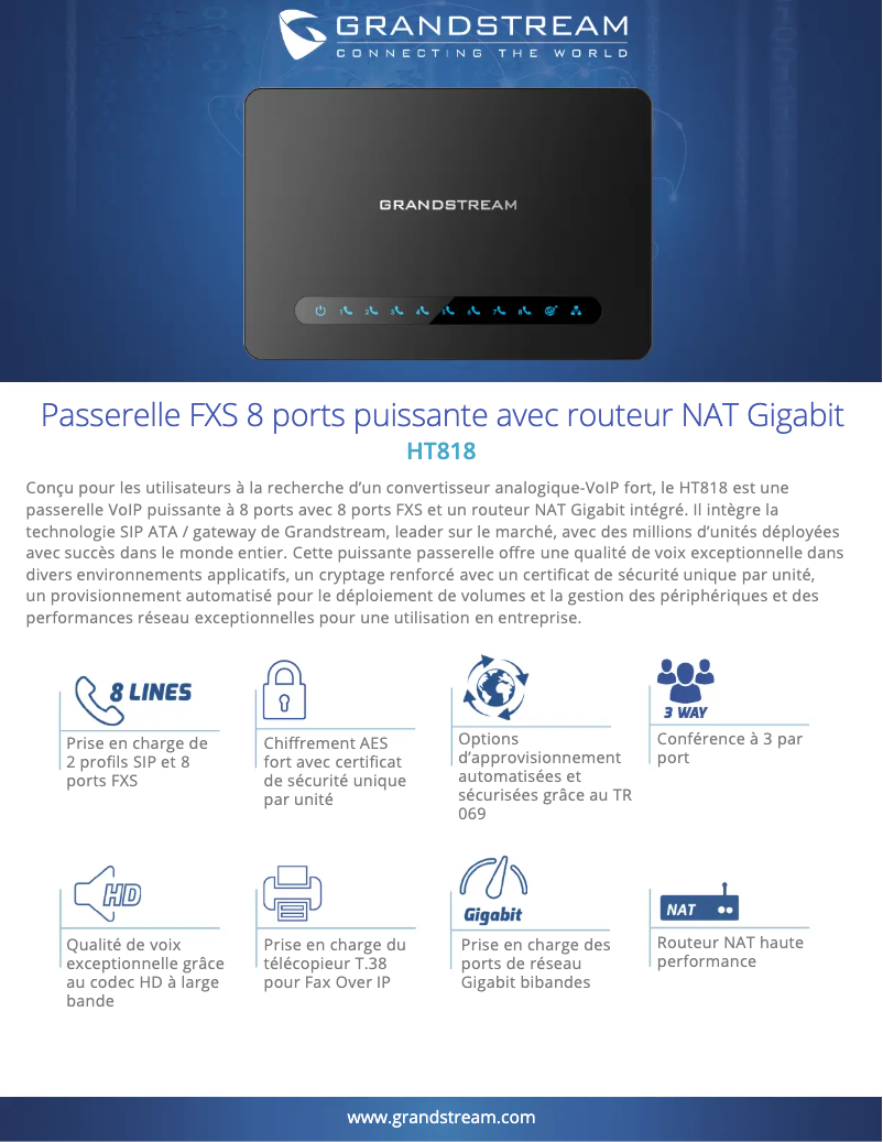 Page n°1 - Fiche technique Grandstream HT818
