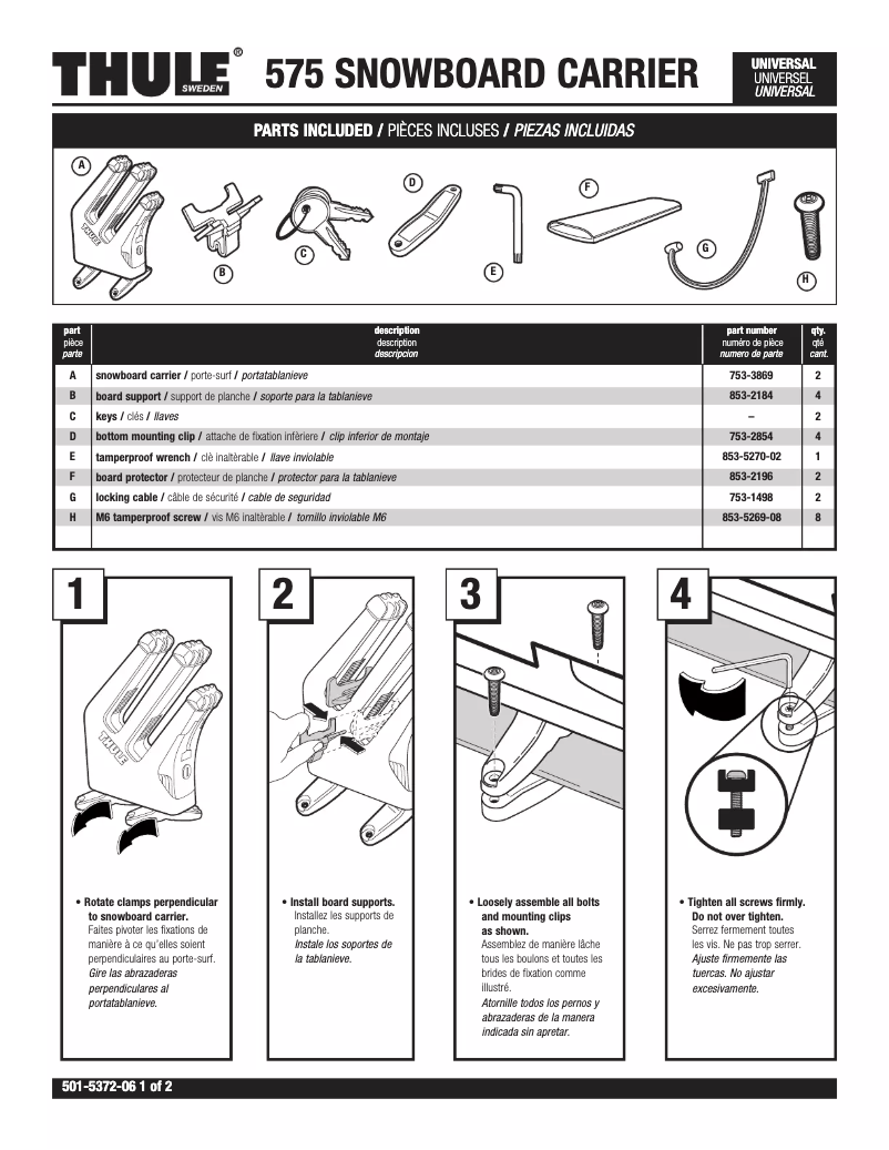 Page n°1 - Manuel utilisateur Thule Universal 575
