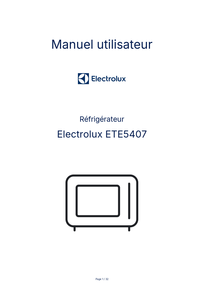Page n°1 - Manuel utilisateur Electrolux ETE5407
