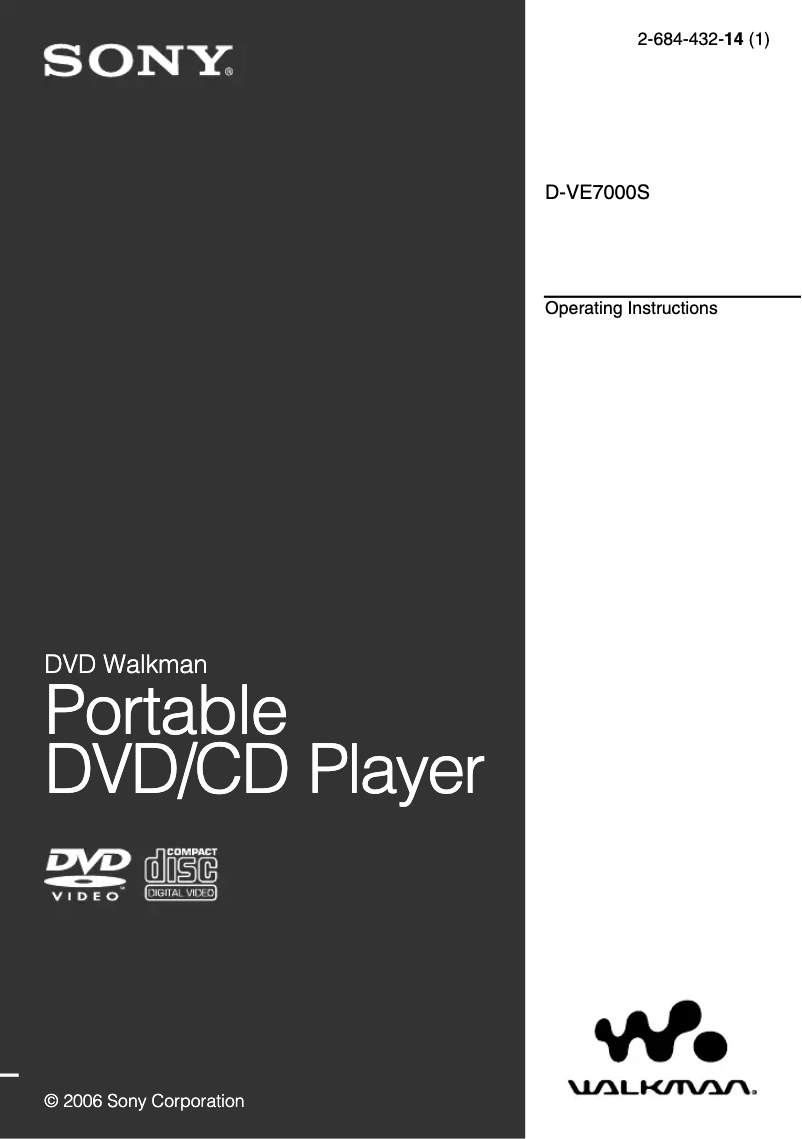 Page 1 de la notice Manuel utilisateur Sony D-VE7000S