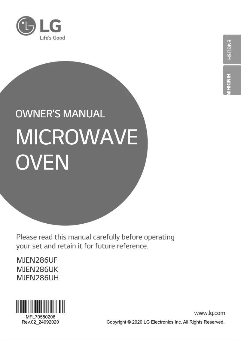 Page 1 de la notice Manuel utilisateur LG MJEN286UH