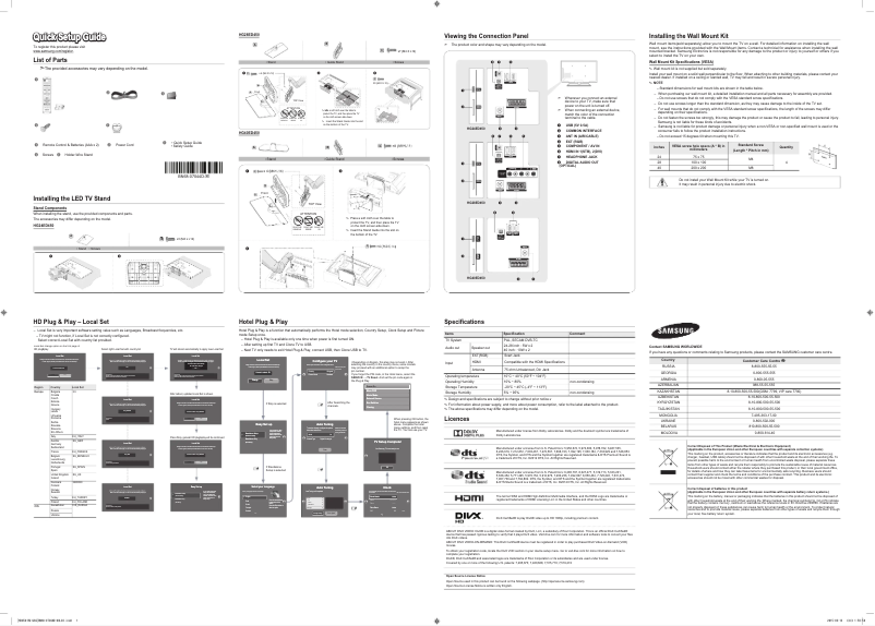 Page 1 de la notice Guide de démarrage rapide Samsung HG24ED450AW