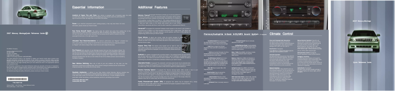 Page 1 de la notice Manuel utilisateur Mercury Montego (2007)