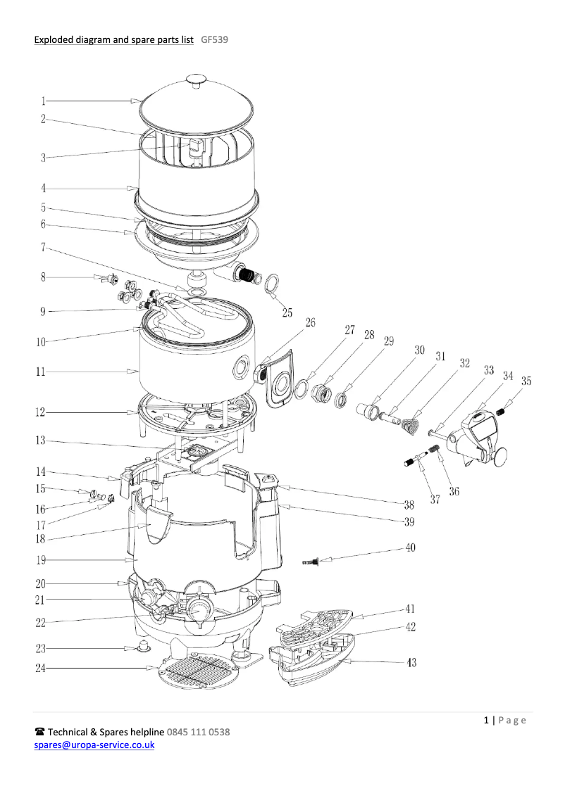 Imagen de la primera página del manual del dispositivo GF539