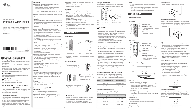 Page 1 de la notice Manuel utilisateur LG AP151MDA1