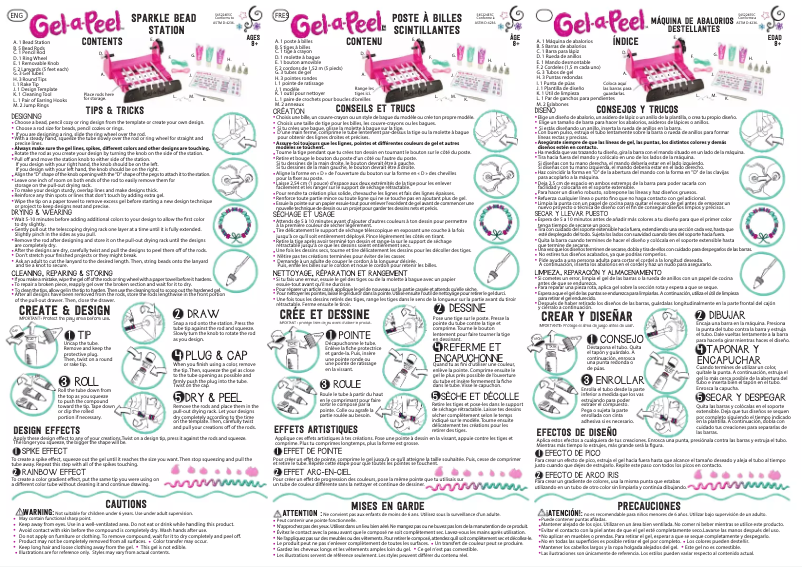 Page 1 de la notice Manuel utilisateur Gel-a-Peel Sparkle Bead Craft Kit Station