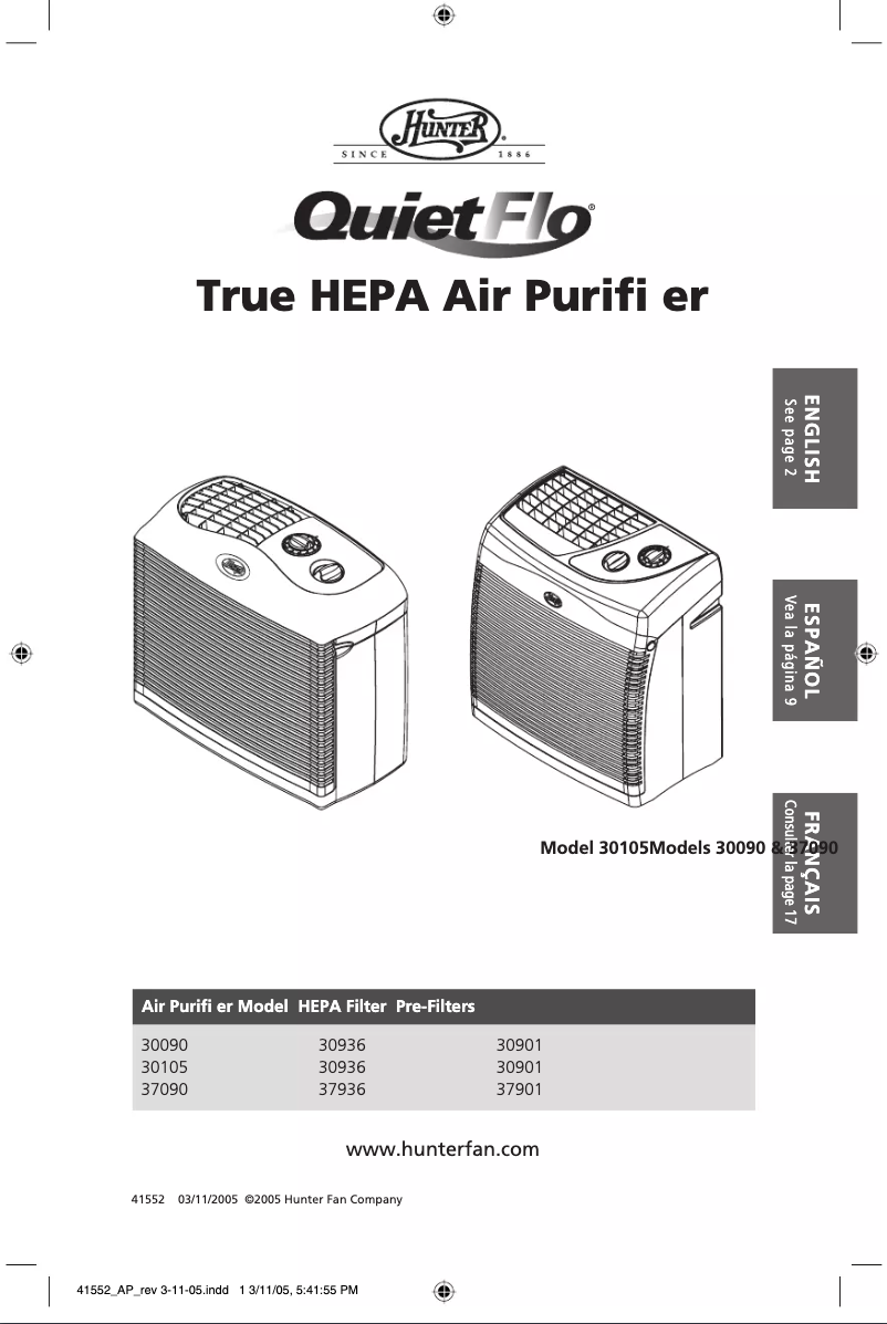 Página 1 del manual Manual de usuario Hunter QuietFlo