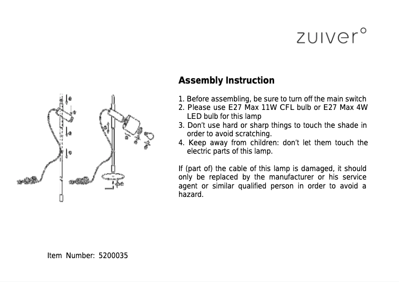 Page n°1 - Manuel utilisateur Zuiver Ivy