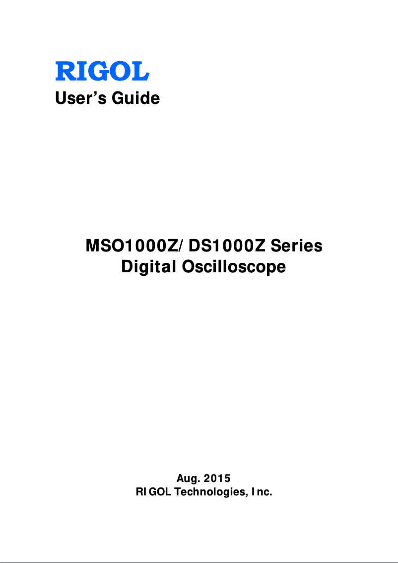 Image de la première page du manuel de l'appareil DS1104Z Plus