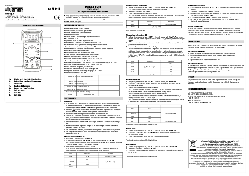 Page n°1 - Manuel utilisateur Vemer VE 501E