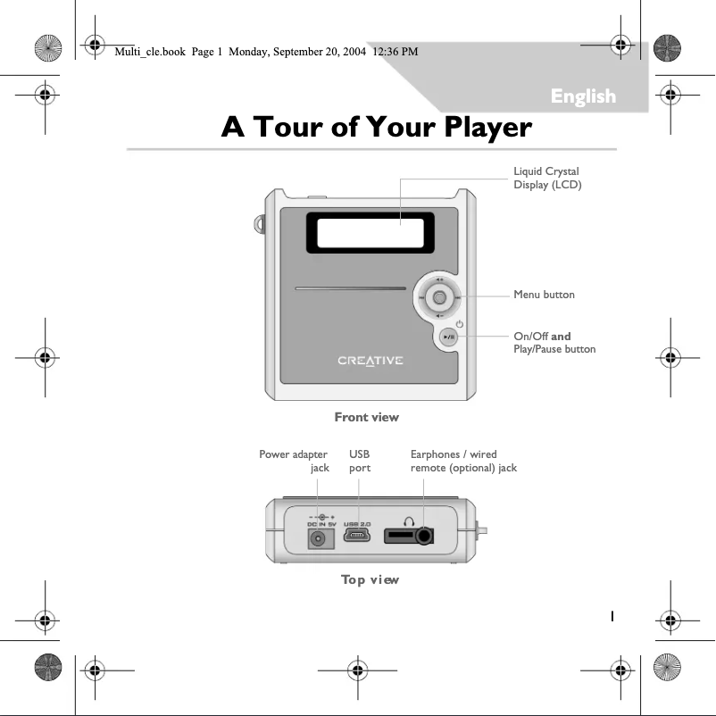 Page 1 de la notice Manuel utilisateur Creative MuVo 2