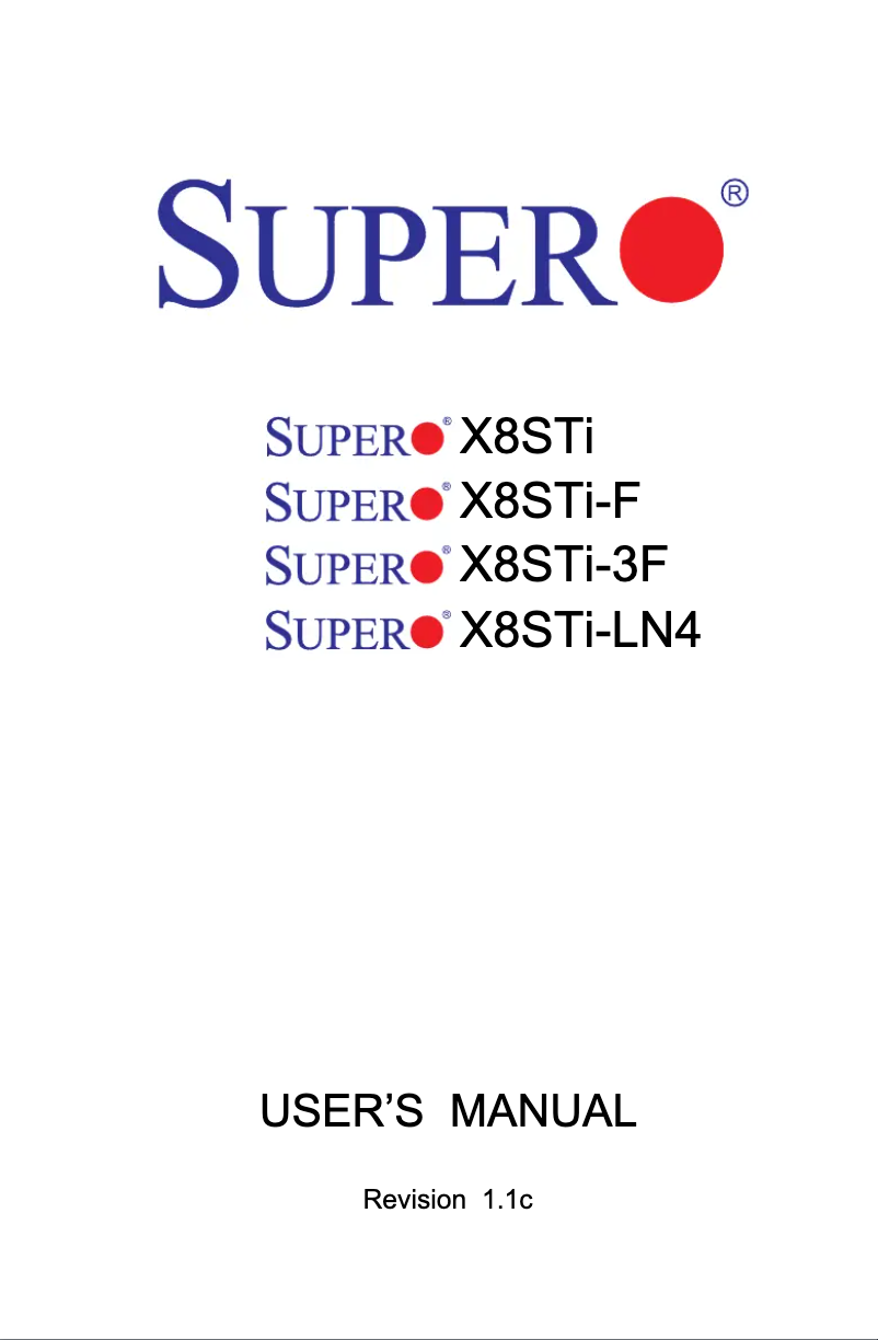Page n°1 - Manuel utilisateur Supermicro X8STI-F