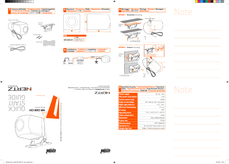 Page 1 de la notice Manuel utilisateur Hertz HM CAM C01
