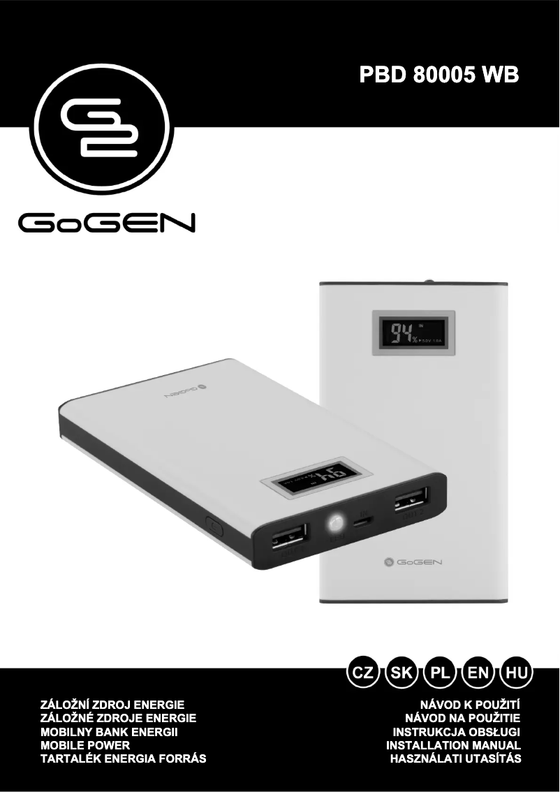 Page n°1 - Manuel utilisateur GoGen PBD80005WB