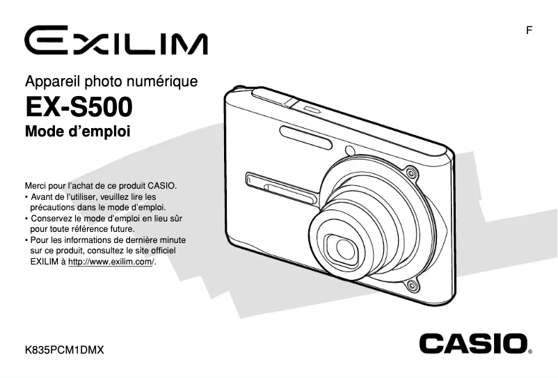 Image de la première page du manuel de l'appareil Exilim EX-S500