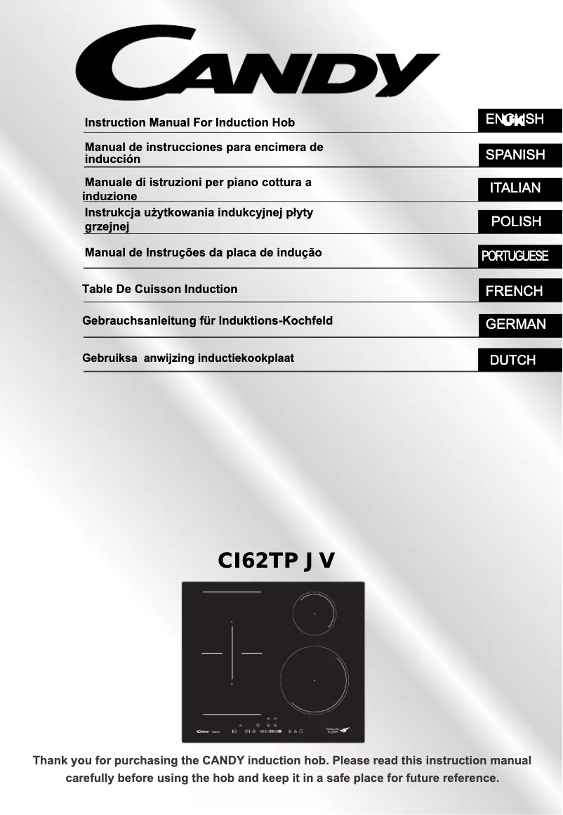 Page n°1 - Manuel utilisateur Candy CI62TP JV