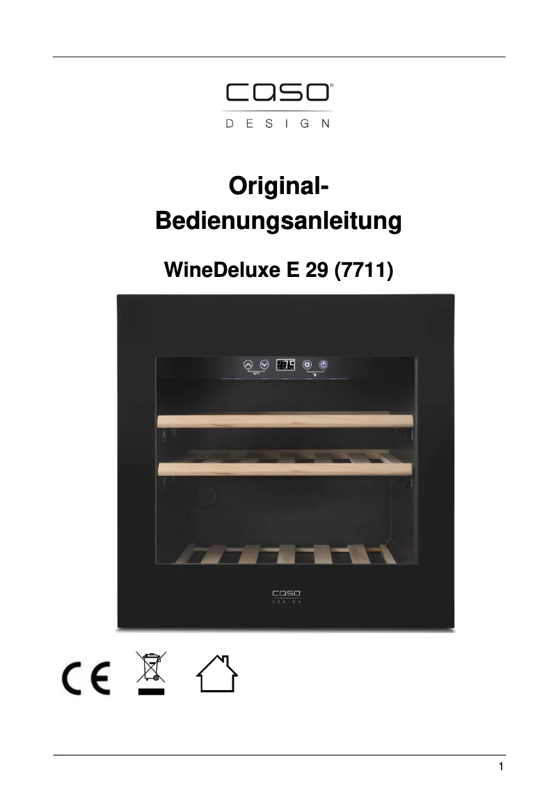 Image de la première page du manuel de l'appareil WineDeluxe E29