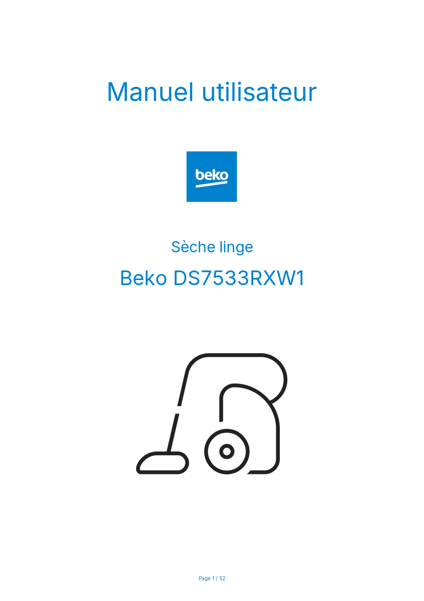 Image de la première page du manuel de l'appareil DS7533RXW1