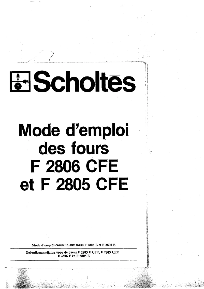 Page 1 de la notice Manuel utilisateur Scholtès F 2805 CFE