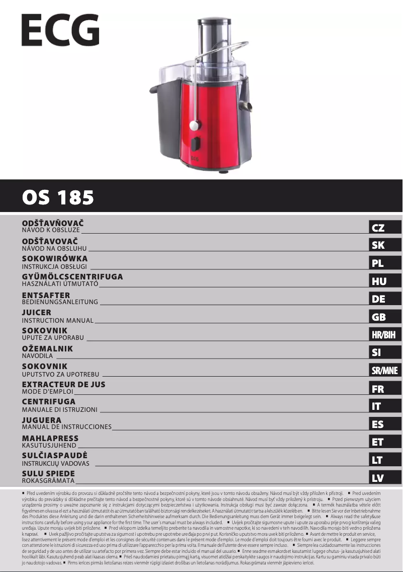 Image de la première page du manuel de l'appareil OS 185