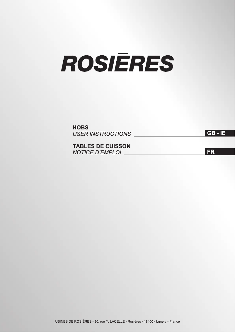 Page 1 de la notice Manuel utilisateur Rosieres RHG 75 WK3X/1