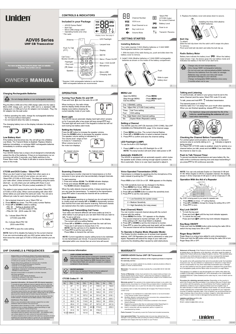 Imagen de la primera página del manual del dispositivo ADV05-3