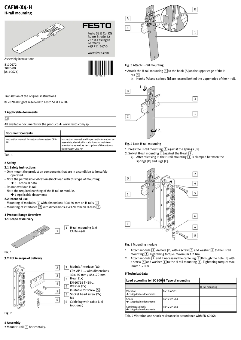 Page 1 de la notice Manuel utilisateur Festo CAFM-X4-H