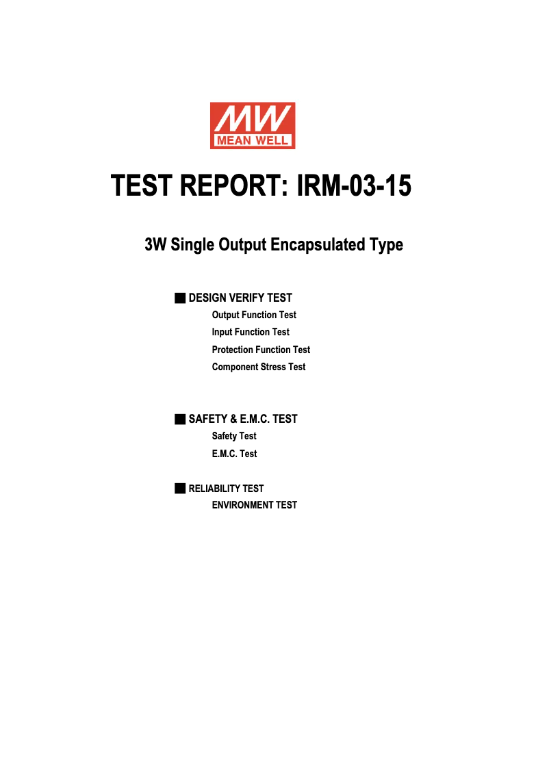 Page 1 de la notice Fiche technique Mean Well IRM-03-15