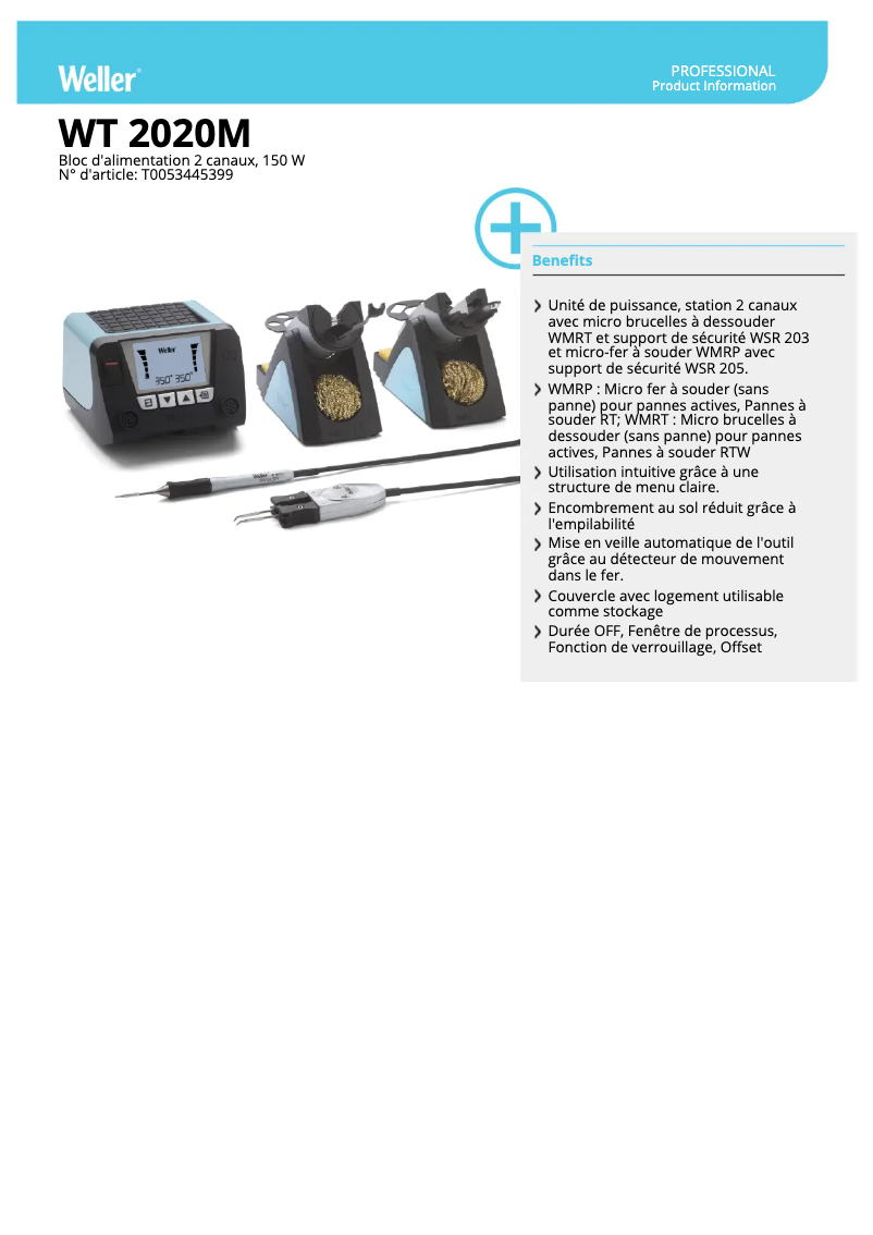 Page n°1 - Fiche technique Weller WT 2020M