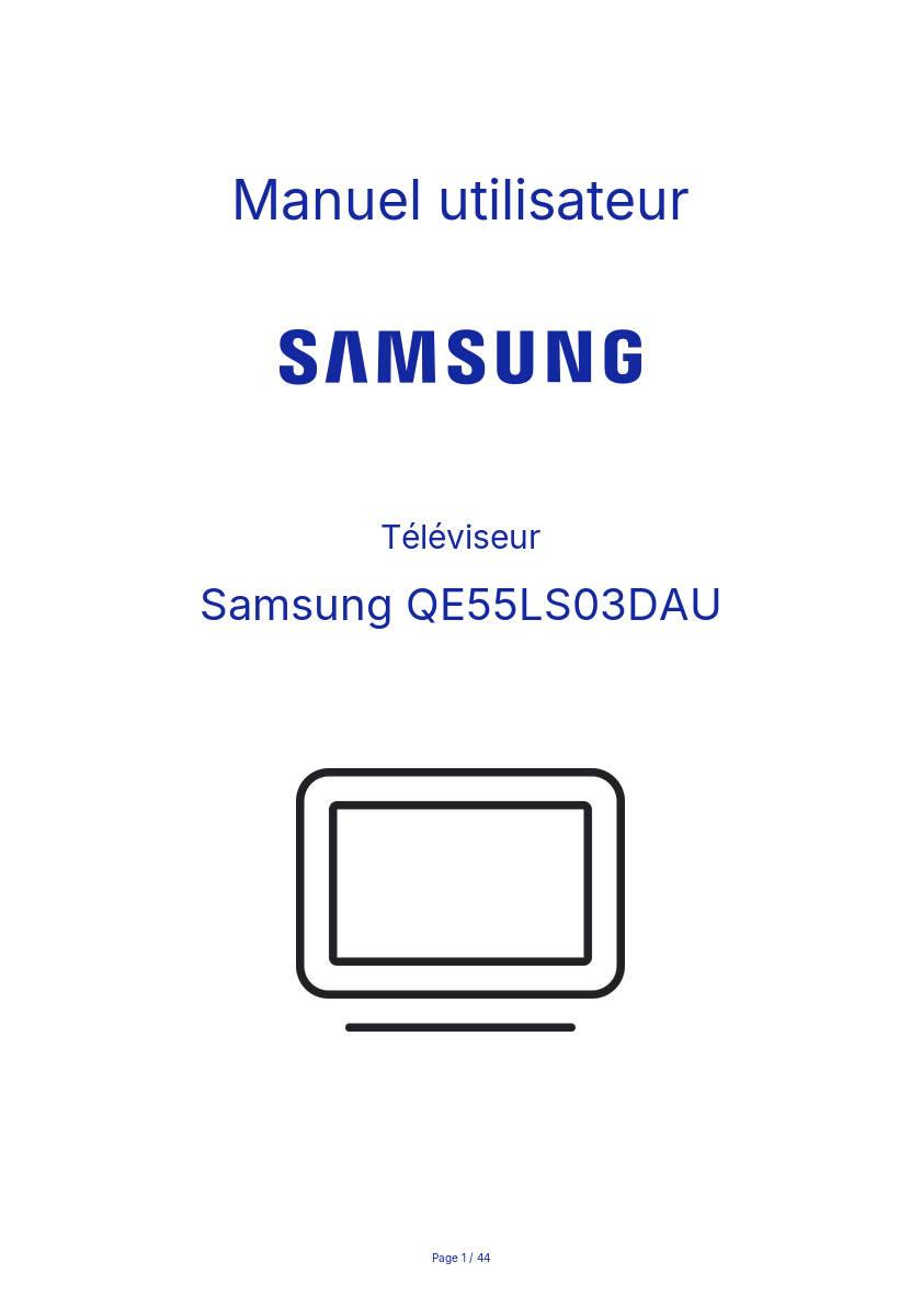 Page n°1 - Manuel utilisateur Samsung QE55LS03DAU