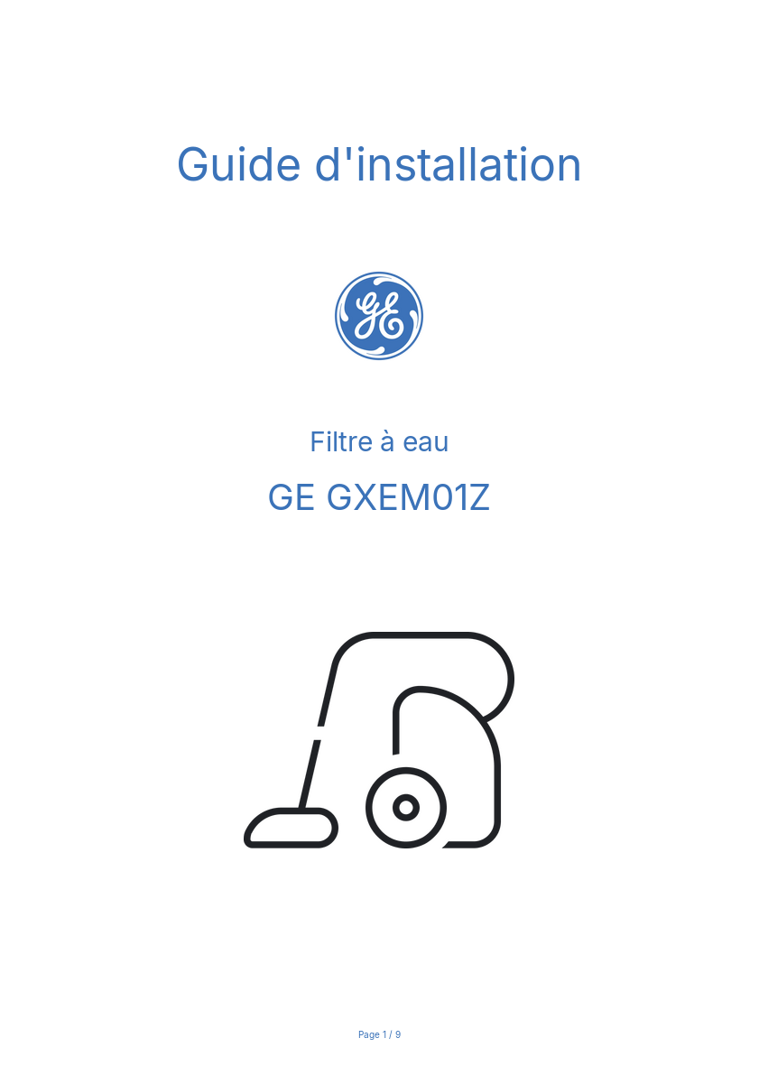 Page n°1 - Guide d'installation GE GXEM01Z