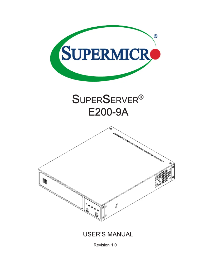 Image de la première page du manuel de l'appareil SuperServer E200-9A