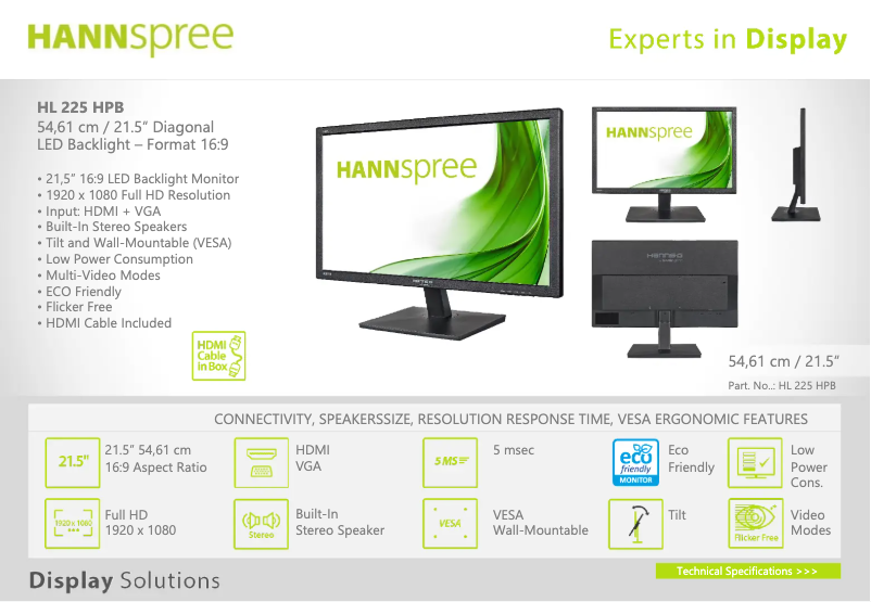 Page 1 de la notice Manuel utilisateur Hannspree HL 225 HPB