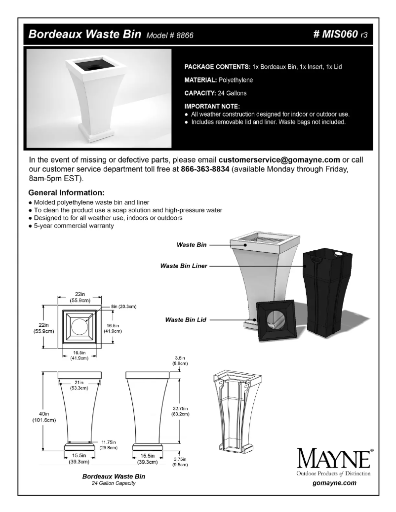 Page 1 de la notice Manuel utilisateur Mayne Bordeaux 8866