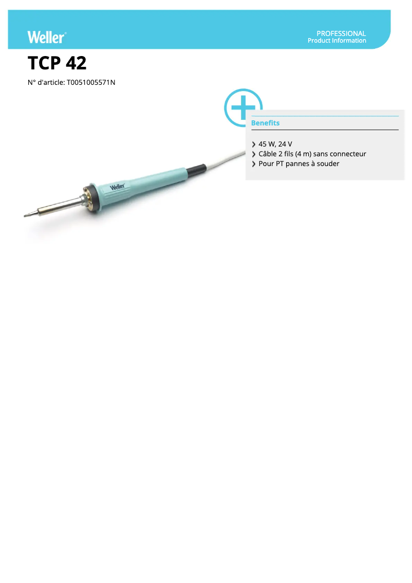 Page n°1 - Fiche technique Weller TCP 42