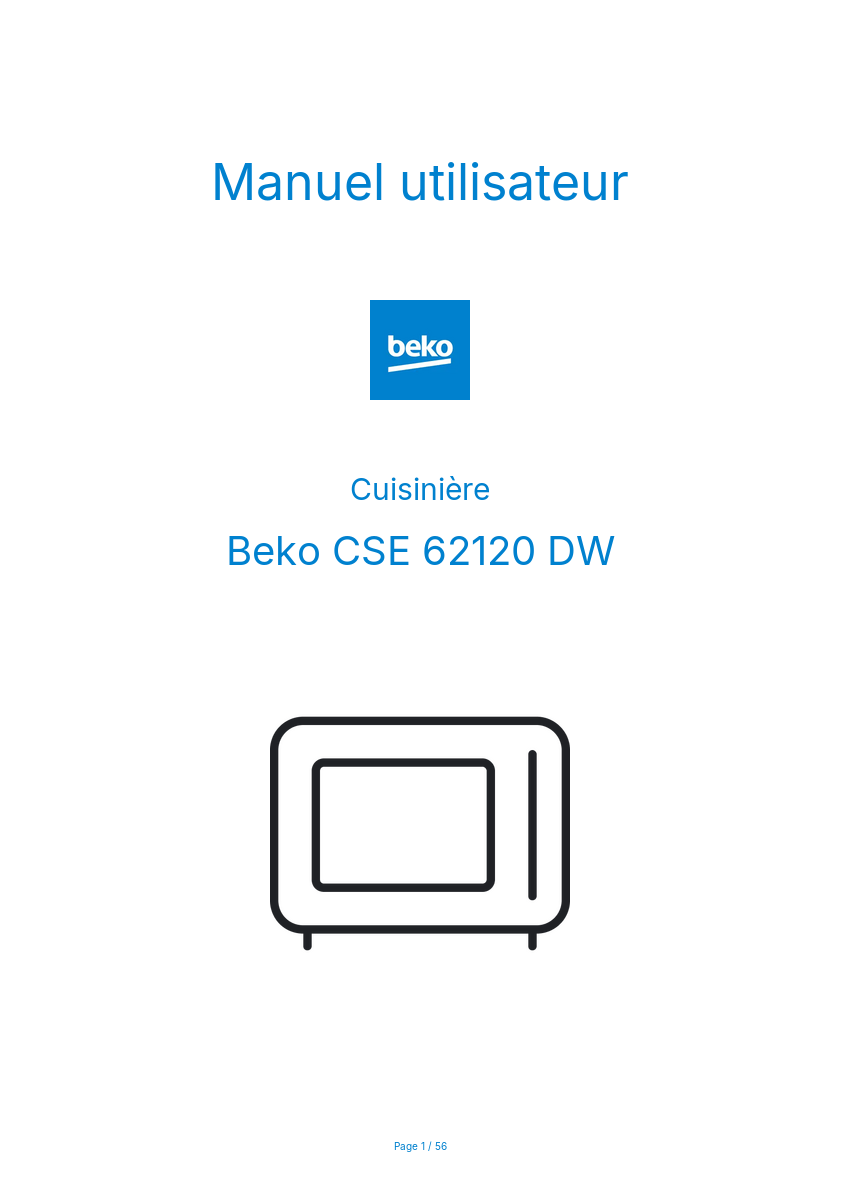 Page n°1 - Manuel utilisateur Beko CSE 62120 DW