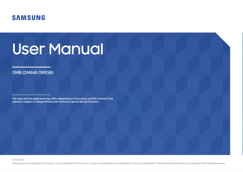 Page n°1 - Manuel utilisateur Samsung OM46B