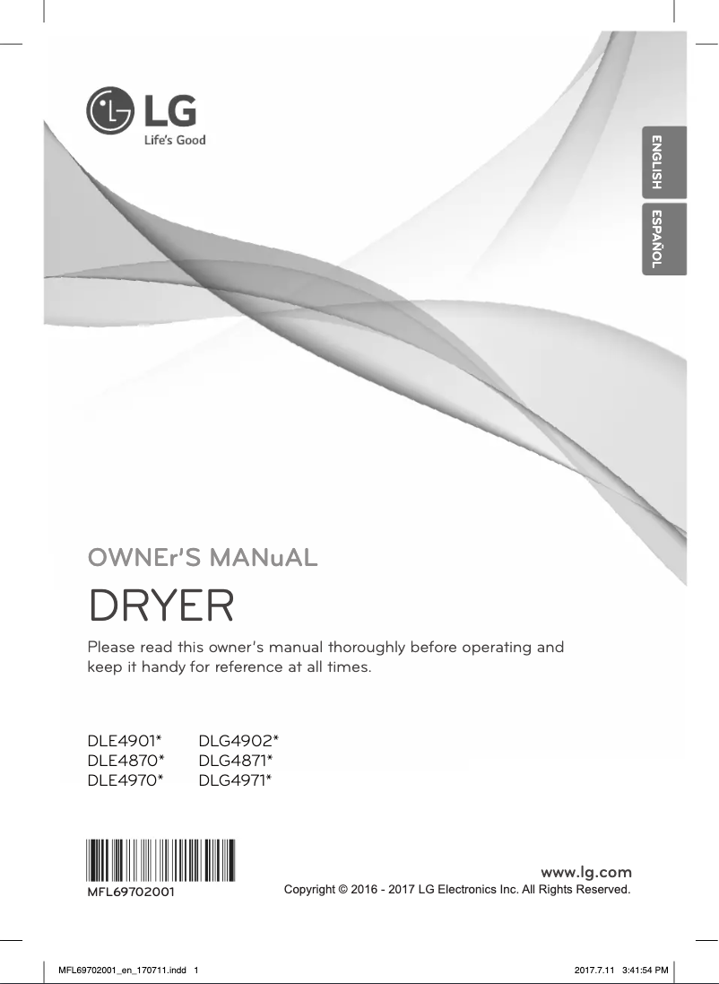 Page n°1 - Manuel utilisateur LG DLE4970W