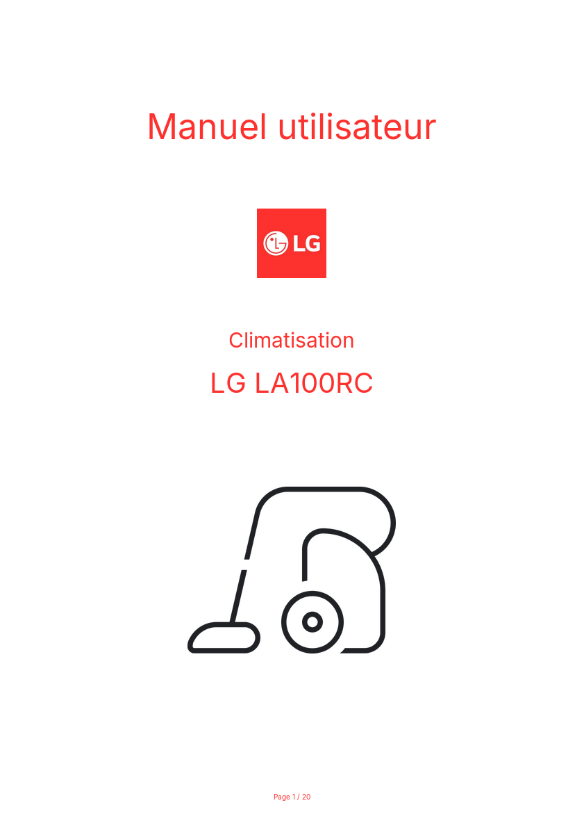 Page n°1 - Manuel utilisateur LG LA100RC