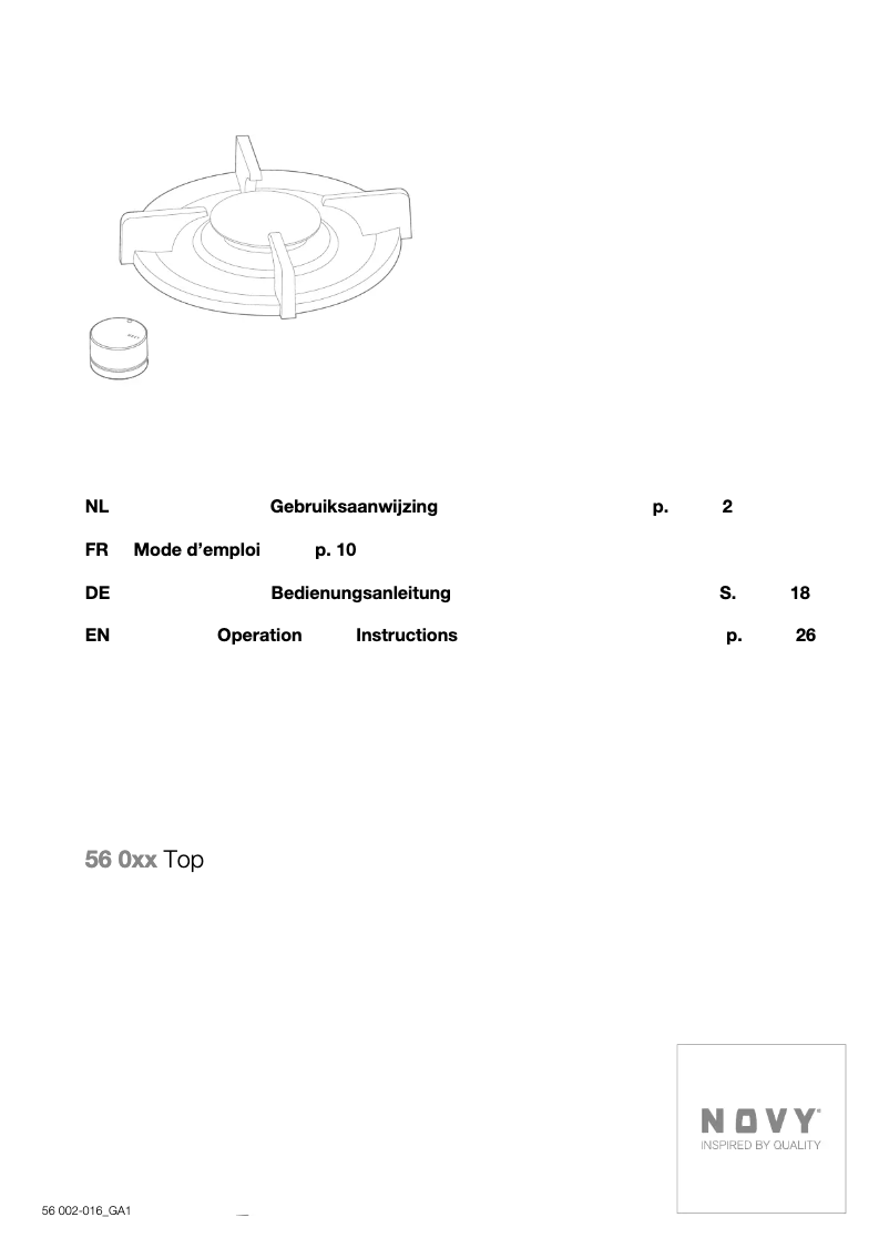 Page 1 de la notice Manuel utilisateur Novy 56006