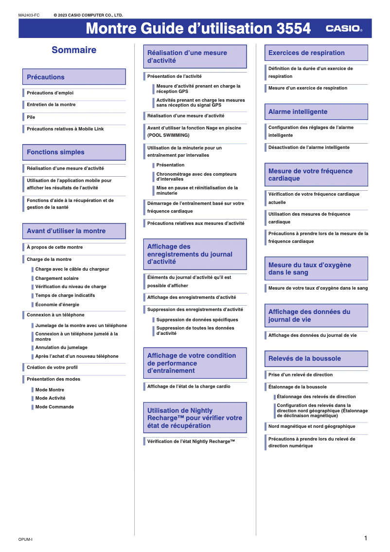 Page n°1 - Manuel utilisateur Casio G-Shock GW-9400