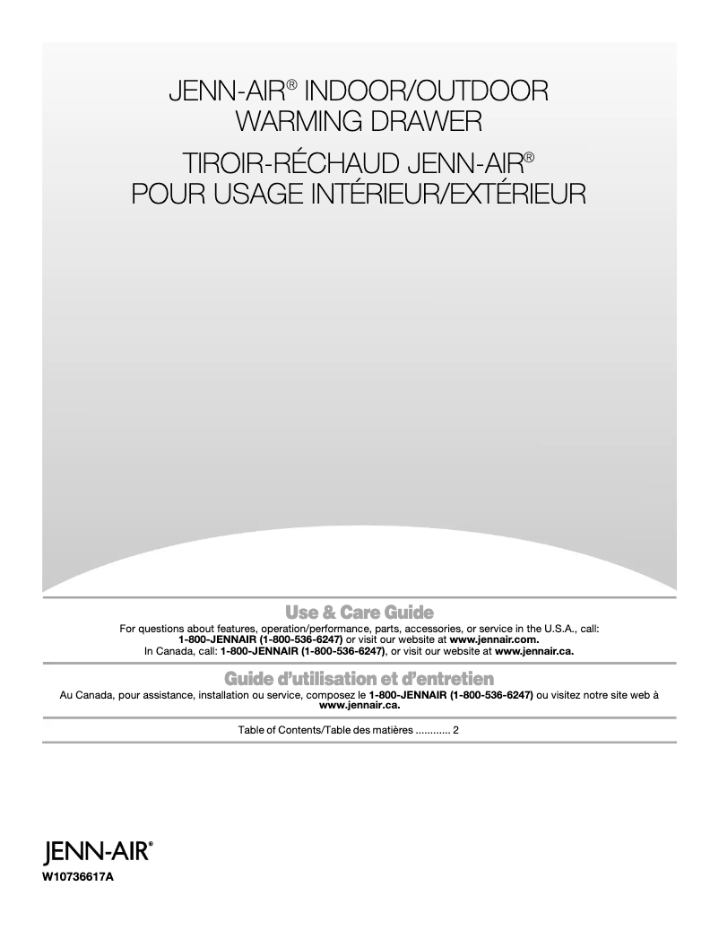 Page n°1 - Manuel d'utilisation et d'entretien JennAir JWD3030EX