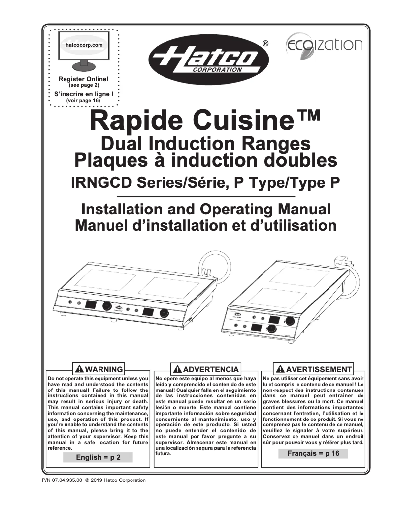 Image de la première page du manuel de l'appareil Rapide Cuisine IRNG-PC2F-36