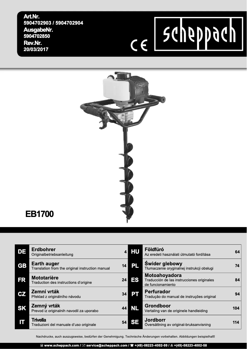 Page n°1 - Manuel utilisateur Scheppach EB1700