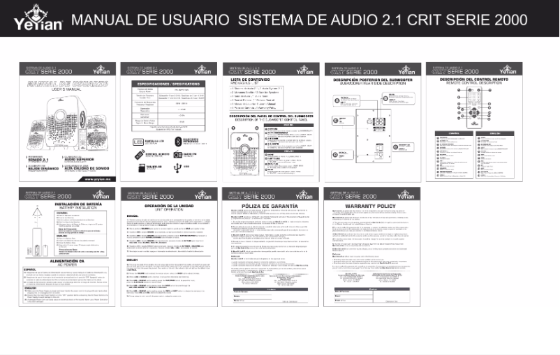 Page 1 de la notice Manuel utilisateur Yeyian CRIT serie 2000