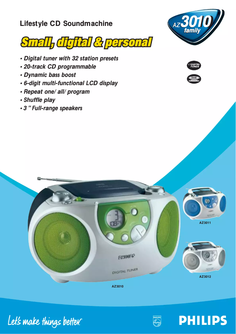 Page n°1 - Fiche technique Philips AZ3012