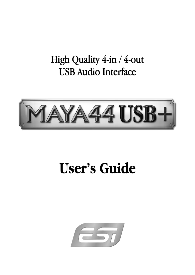 Page n°1 - Manuel utilisateur ESI Maya44 USB+