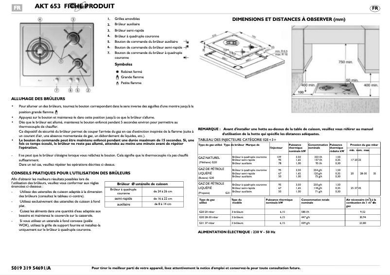 Image de la première page du manuel de l'appareil AKT653WH