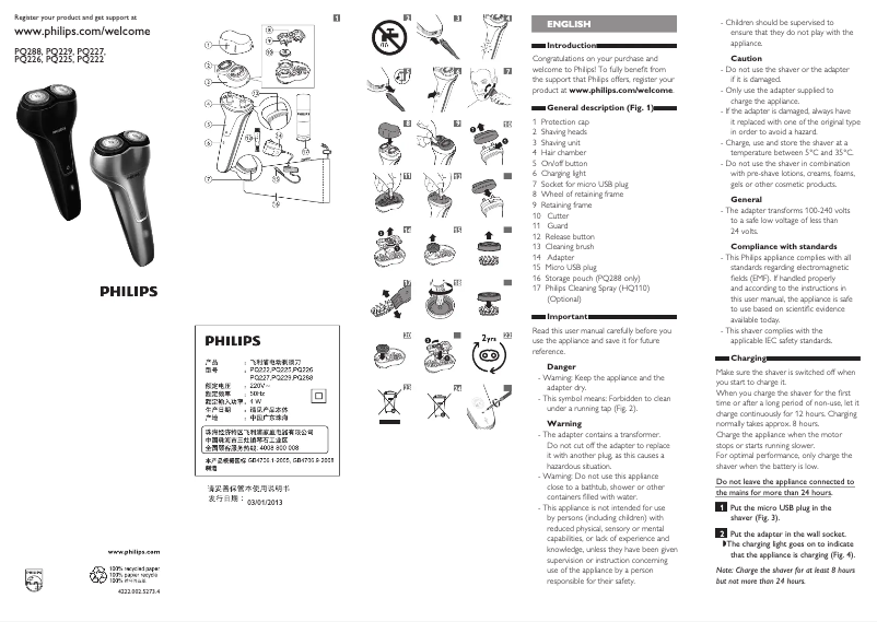 Page n°1 - Manuel utilisateur Philips PQ288