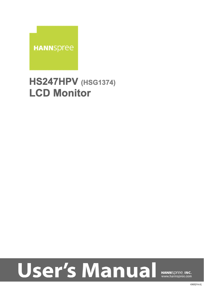 Page 1 de la notice Manuel utilisateur Hannspree HS 247 HPV